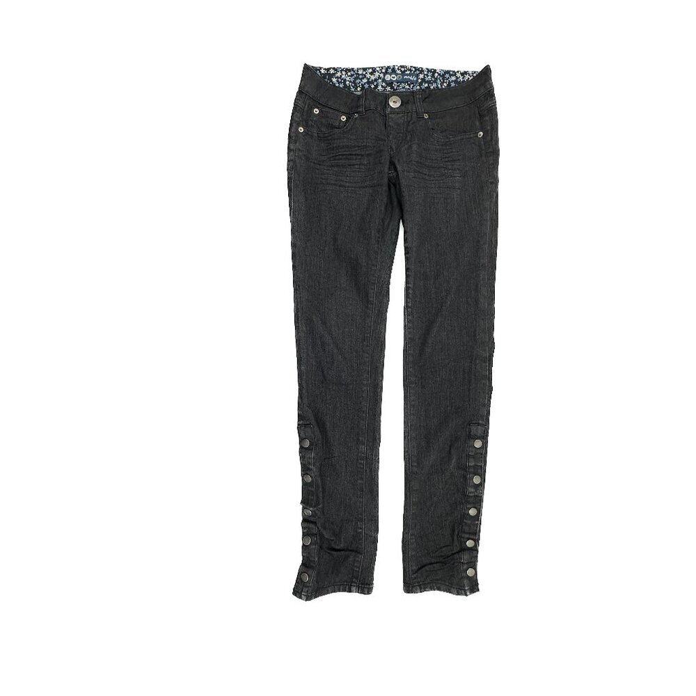 Noble Straight Slim Side Leg Button Detail Women's size‎ 1 Black Denim jeans